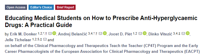 New publication: Educating Medical Students on How to Prescribe Anti-Hyperglycaemic Drugs: A Practical Guide